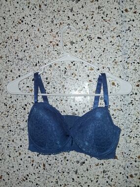 Women's Pure Beauty Padded Underwire Bra Blue Lace 38C